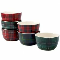 Christmas Plaid 5.5 in. Ice Cream Bowl (Set of 6) by Certified International -Certified International Sales assorted colors certified international bowls 22927set6 c3 1000