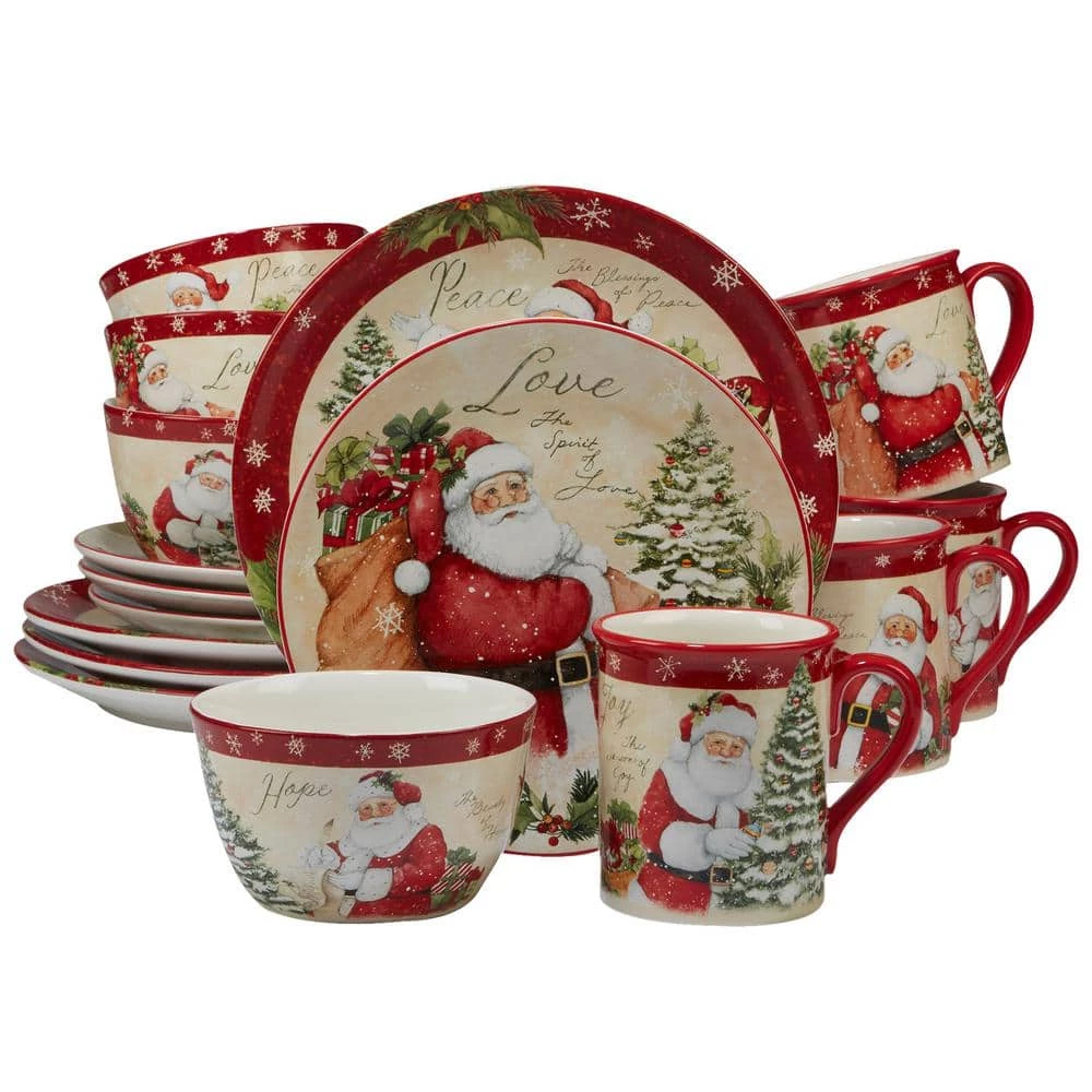 Holiday Wishes 16-Piece Seasonal Assorted Colors Ceramic Dinnerware Set (Service for 4) by Certified International 3 Holiday Wishes 16-Piece Seasonal Assorted Colors Ceramic Dinnerware Set (Service for 4) by Certified International