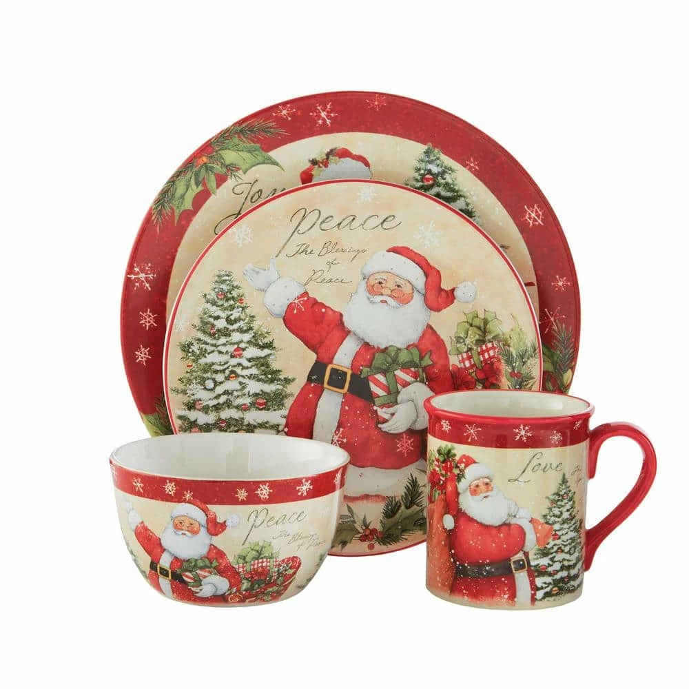 Holiday Wishes 16-Piece Seasonal Assorted Colors Ceramic Dinnerware Set (Service for 4) by Certified International 4 Holiday Wishes 16-Piece Seasonal Assorted Colors Ceramic Dinnerware Set (Service for 4) by Certified International - Image 2