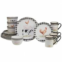 On the Farm 16-Piece Assorted Colors Earthenware Dinnerware Set (Service for 4) by Certified International