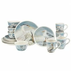 Shorebirds 16-Piece Assorted Colors Earthenware Dinnerware Set (Service for 4) by Certified International