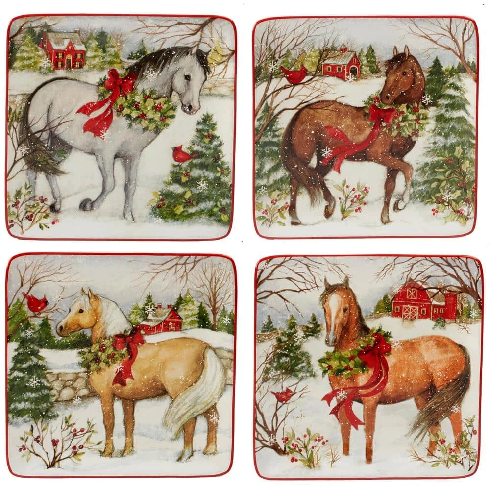 Christmas on the Farm by Susan Winget 8.5 in. Dessert Plate (Set of 4) by Certified International 3 Christmas on the Farm by Susan Winget 8.5 in. Dessert Plate (Set of 4) by Certified International