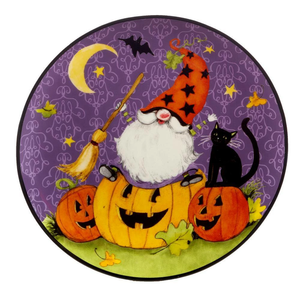 Halloween Gnomes Assorted Colors Dessert Plates (Set of 4) by Certified International 4 Halloween Gnomes Assorted Colors Dessert Plates (Set of 4) by Certified International - Image 2