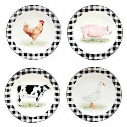 On the Farm Assorted Colors Salad Plates (Set of 4) by Certified International