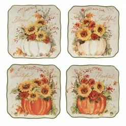 Harvest Morning Assorted Colors Dessert Plates (Set of 4) by Certified International