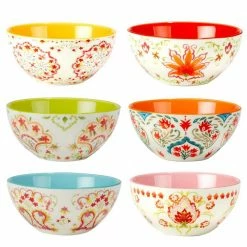 Francesca 4.75 in. 12 fl. oz. Assorted Colors Porcelain Serving Bowl (Set of 6) by Certified International
