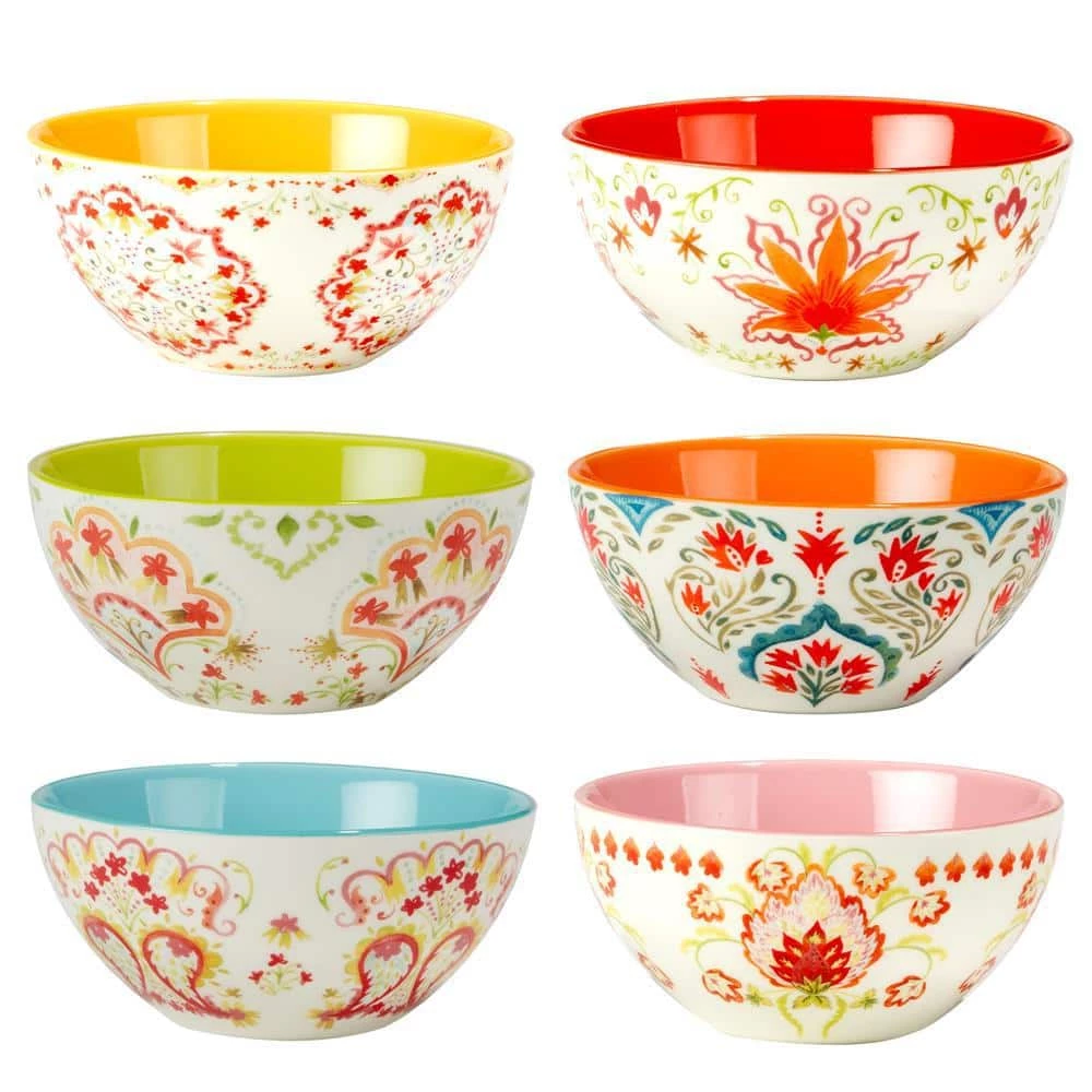 Francesca 4.75 in. 12 fl. oz. Assorted Colors Porcelain Serving Bowl (Set of 6) by Certified International 3 Francesca 4.75 in. 12 fl. oz. Assorted Colors Porcelain Serving Bowl (Set of 6) by Certified International