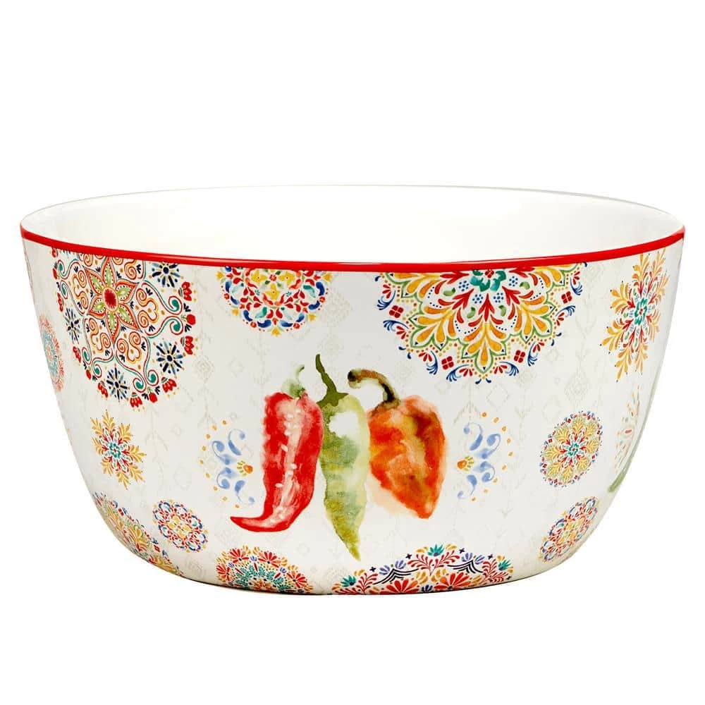 Sweet and Spicy 9 in. 104 fl.oz Assorted Colors Earthenware Serving Bowl by Certified International 3 Sweet and Spicy 9 in. 104 fl.oz Assorted Colors Earthenware Serving Bowl by Certified International
