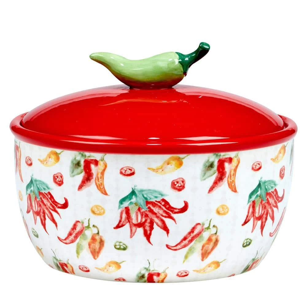 Sweet and Spicy Bean Pot 8.25 in. 76 fl.oz Assorted Colors Earthenware Serving Bowl by Certified International 3 Sweet and Spicy Bean Pot 8.25 in. 76 fl.oz Assorted Colors Earthenware Serving Bowl by Certified International