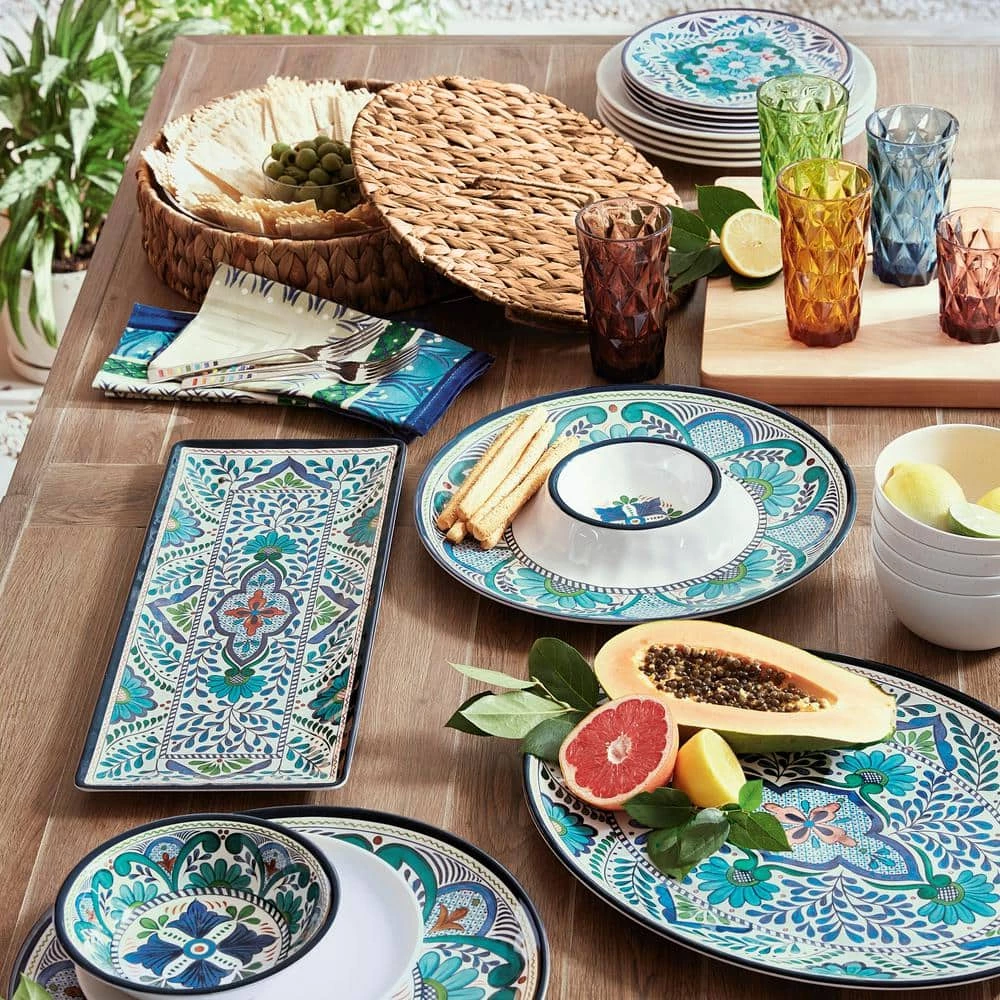 Talavera 12-Piece Country/Cottage Blue Melamine Dinnerware Set by Certified International 4 Talavera 12-Piece Country/Cottage Blue Melamine Dinnerware Set by Certified International - Image 2