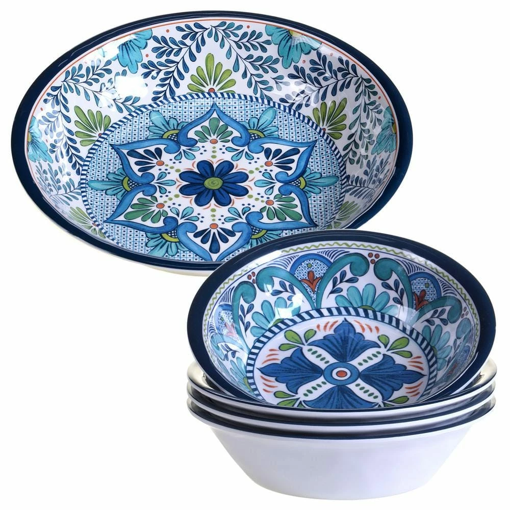 Talavera 5-Piece Blue Salad and Serving Set by Certified International 3 Talavera 5-Piece Blue Salad and Serving Set by Certified International