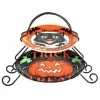 2-Tier Assorted Colors Earthenware and Metal Cake Stand Scaredy Cat Server Set by Certified International -Certified International Sales certified international cake stands tiered cake stands 26087 64 1000