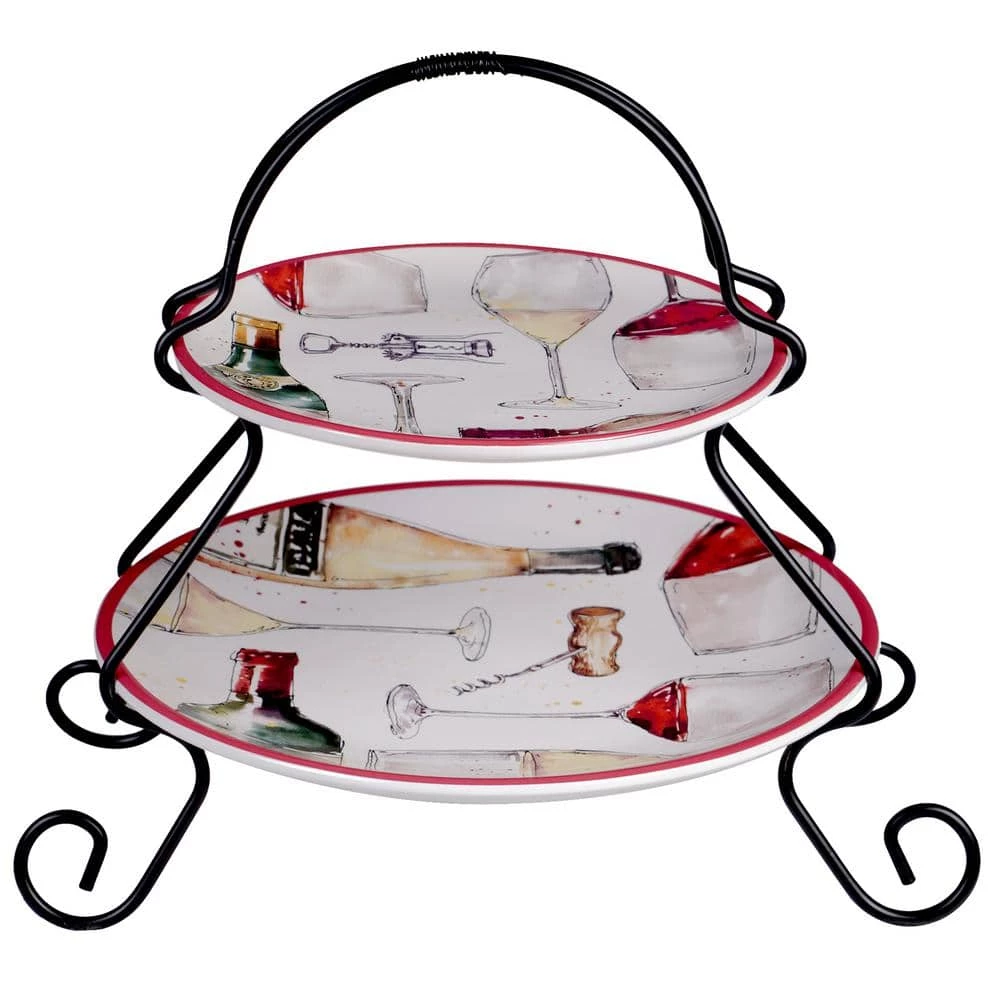 Napa 9 in. 2-Tier Multicolored Server by Certified International 3 Napa 9 in. 2-Tier Multicolored Server by Certified International