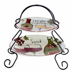 Wine Country Server 2-Tier Assorted Colors Cake Stand by Certified International