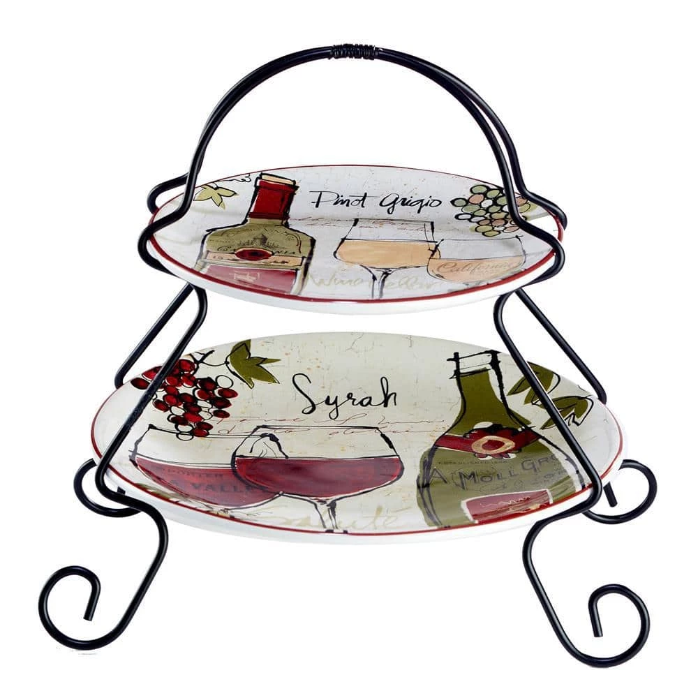 Wine Country Server 2-Tier Assorted Colors Cake Stand by Certified International 3 Wine Country Server 2-Tier Assorted Colors Cake Stand by Certified International