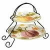 Autumn Harvest 9 in. Multicolored Earthenware 2-Tier Server by Certified International 2 Autumn Harvest 9 in. Multicolored Earthenware 2-Tier Server by Certified International -Certified International Sales certified international cake stands tiered cake stands 37252 64 1000