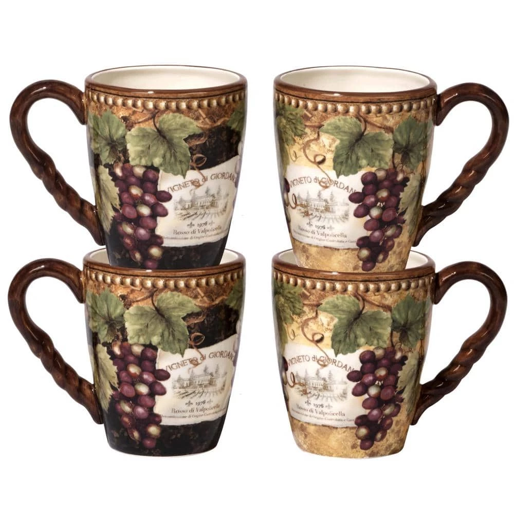 Gilded Wine 20 oz. Multi-Colored Ceramic Mugs (Set of 4) by Certified International 3 Gilded Wine 20 oz. Multi-Colored Ceramic Mugs (Set of 4) by Certified International