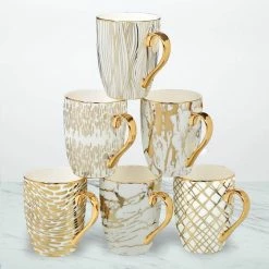 Matrix 6-Piece Patterned Multi-Colored Porcelain 16 oz. Mug Set (Service for 6) by Certified International