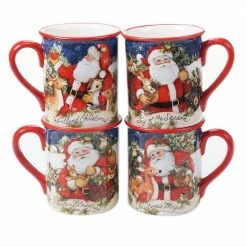 16 oz. Magic of Christmas Santa Multicolored Earthenware Mugs (Set of 4) by Certified International