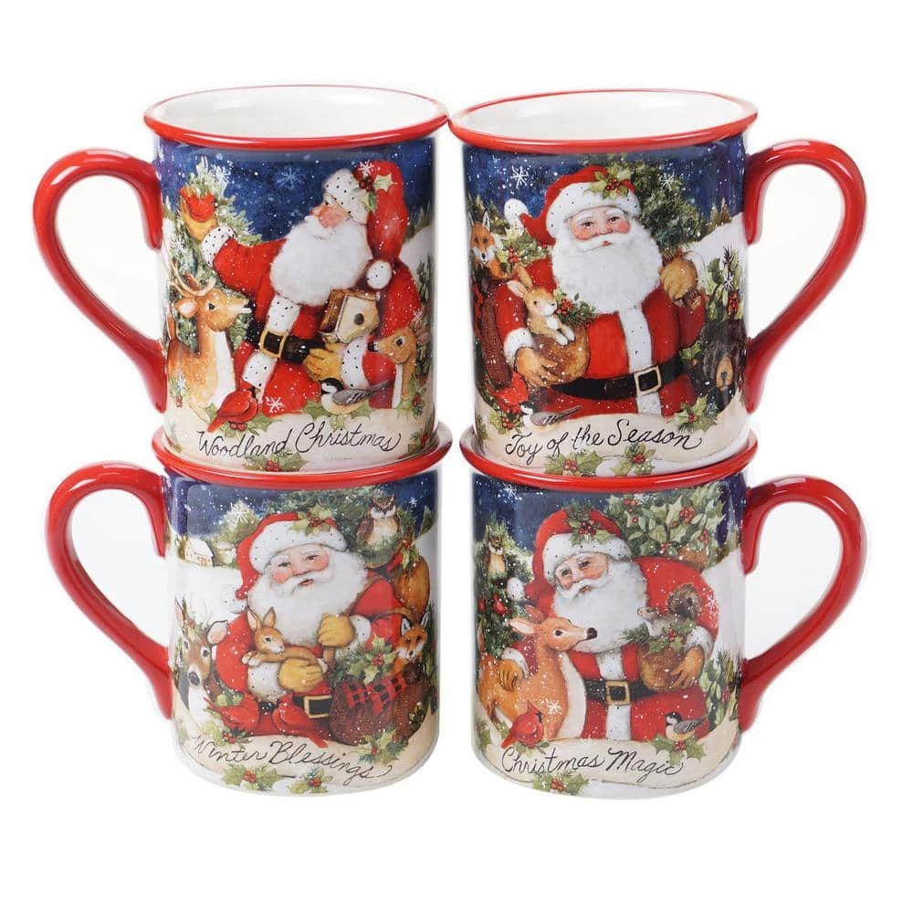 16 oz. Magic of Christmas Santa Multicolored Earthenware Mugs (Set of 4) by Certified International 3 16 oz. Magic of Christmas Santa Multicolored Earthenware Mugs (Set of 4) by Certified International