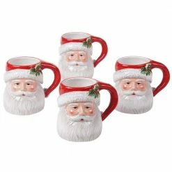 14 oz. Magic Of Christmas Santa Multicolored Earthenware Mugs (Set of 4) by Certified International