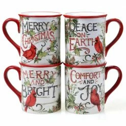 16 oz. Evergreen Christmas Multicolored Earthenware Mugs (Set of 4) by Certified International