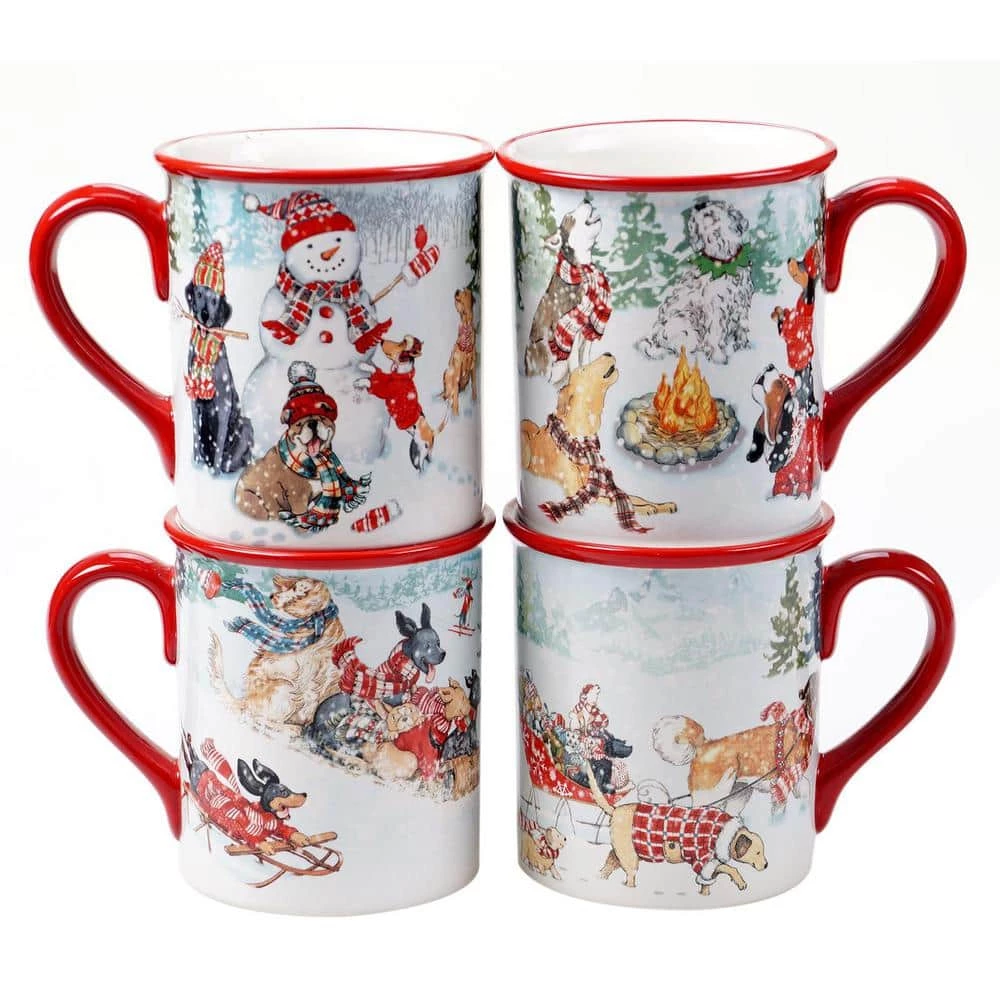 16 oz. Special Delivery Multicolored Earthenware Mugs (Set of 4) by Certified International 3 16 oz. Special Delivery Multicolored Earthenware Mugs (Set of 4) by Certified International