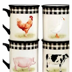 On the Farm 20 oz. Assorted Colors Earthenware Beverage Mugs (Set of 4) by Certified International -Certified International Sales certified international coffee cups mugs 28817set4 4f 1000