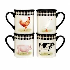 On the Farm 20 oz. Assorted Colors Earthenware Beverage Mugs (Set of 4) by Certified International