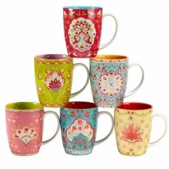 Francesca 14 oz. Assorted Colors Porcelain Beverage Mugs (Set of 6) by Certified International