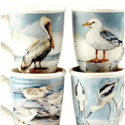 Shorebirds 18 oz. Assorted Colors Earthenware Beverage Mugs (Set of 4) by Certified International -Certified International Sales certified international coffee cups mugs 28842set4 4f 1000