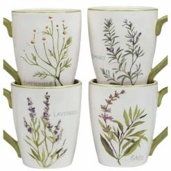 Fresh Herbs 14 oz. Assorted Colors Earthenware Beverage Mugs (Set of 4) by Certified International 7 Fresh Herbs 14 oz. Assorted Colors Earthenware Beverage Mugs (Set of 4) by Certified International -Certified International Sales certified international coffee cups mugs 28902set4 4f 1000