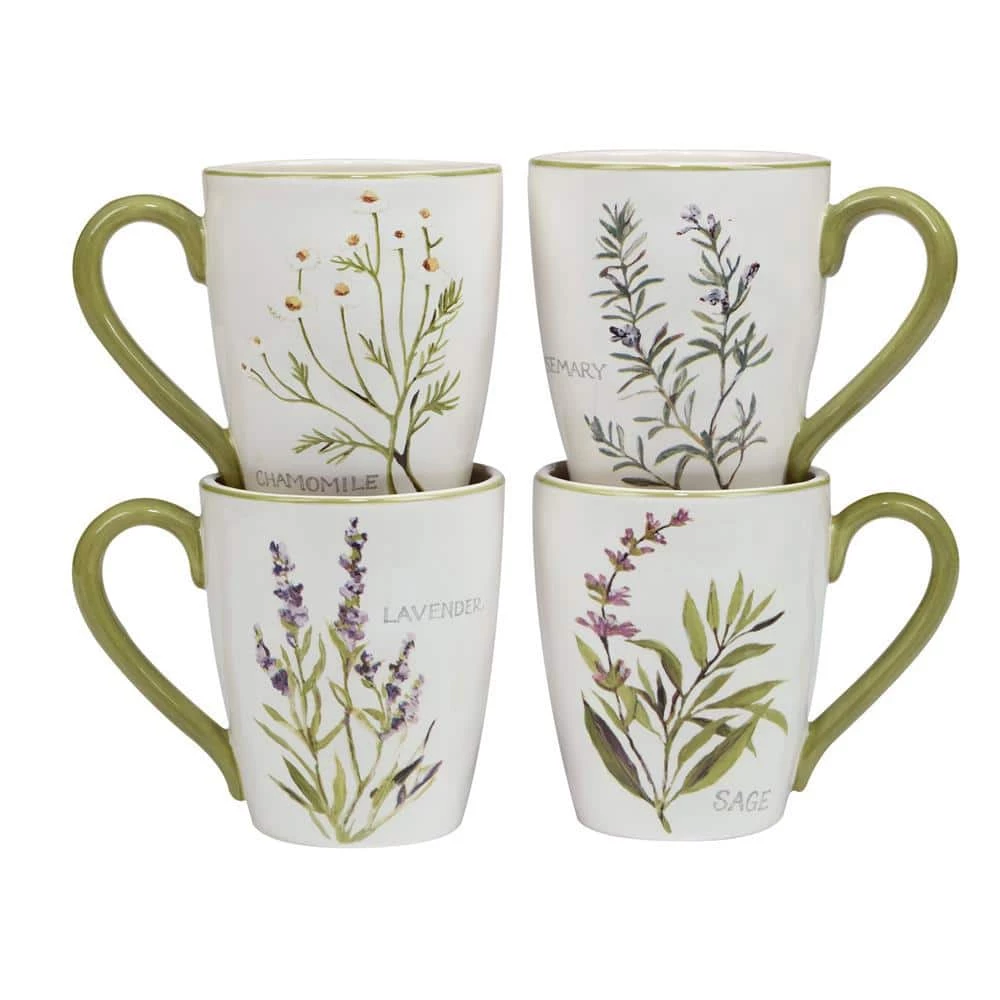 Fresh Herbs 14 oz. Assorted Colors Earthenware Beverage Mugs (Set of 4) by Certified International 3 Fresh Herbs 14 oz. Assorted Colors Earthenware Beverage Mugs (Set of 4) by Certified International