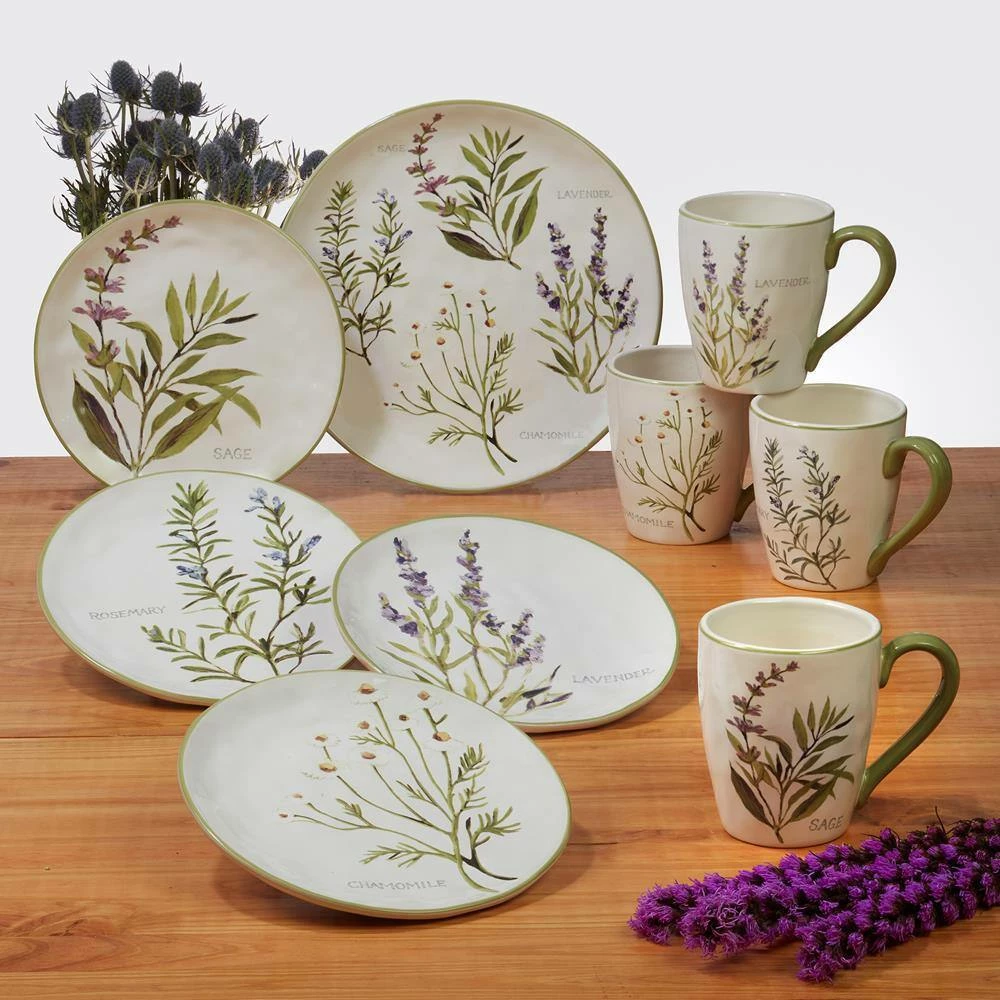 Fresh Herbs 14 oz. Assorted Colors Earthenware Beverage Mugs (Set of 4) by Certified International 4 Fresh Herbs 14 oz. Assorted Colors Earthenware Beverage Mugs (Set of 4) by Certified International - Image 2