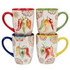 Sweet and Spicy 18 oz. Assorted Colors Earthenware Beverage Mugs (Set of 4) by Certified International