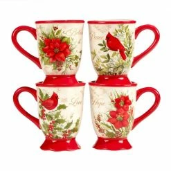 Winter's Medley 16 oz. Multi-Colored Earthenware Beverage Mugs (Set of 4) by Certified International -Certified International Sales certified international coffee cups mugs 28987set4 c3 1000