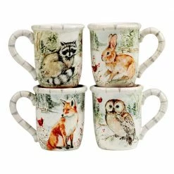 Winter's Walk 16 oz. Multi-Colored Earthenware Beverage Mugs Set of 4 by Certified International