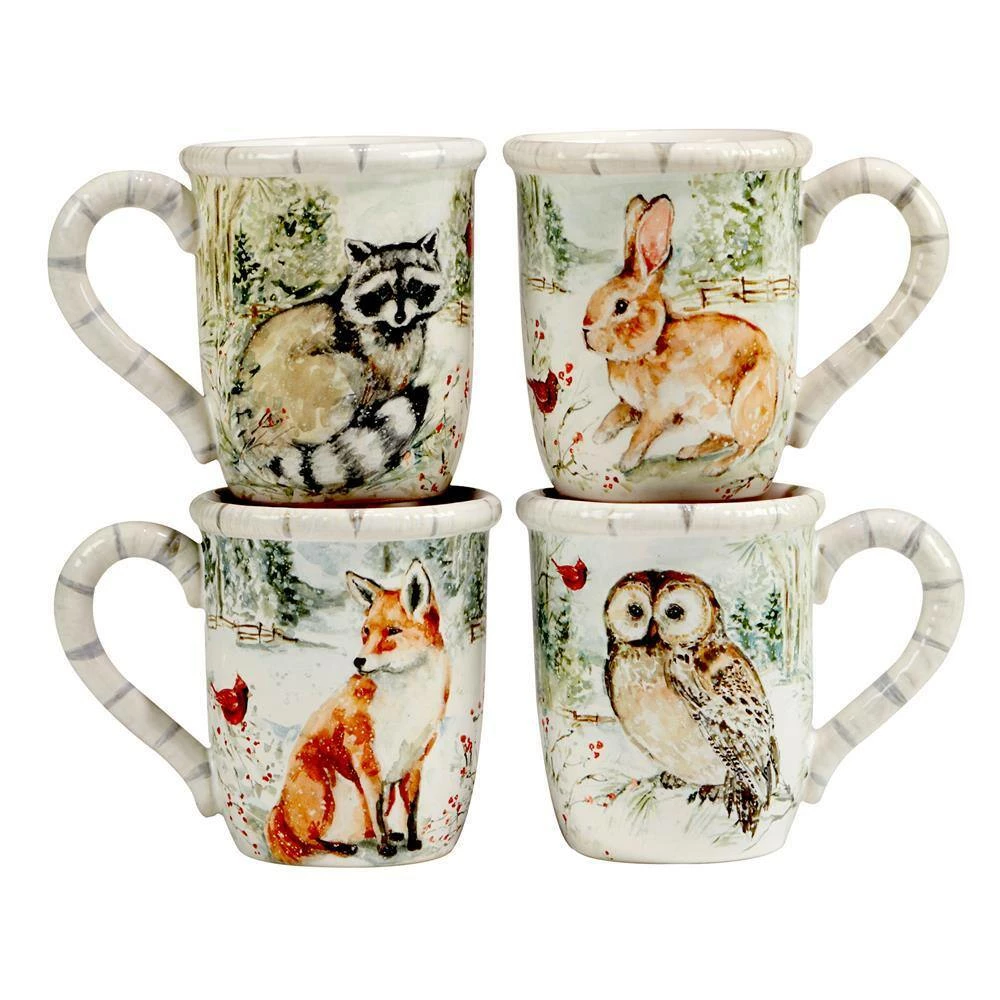 Winter's Walk 16 oz. Multi-Colored Earthenware Beverage Mugs Set of 4 by Certified International 4 Winter's Walk 16 oz. Multi-Colored Earthenware Beverage Mugs Set of 4 by Certified International - Image 2