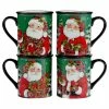 Christmas Lodge Santa 16 oz. Multi-Colored Earthenware Beverage Mugs (Set of 4) by Certified International -Certified International Sales certified international coffee cups mugs 29032set4 64 1000