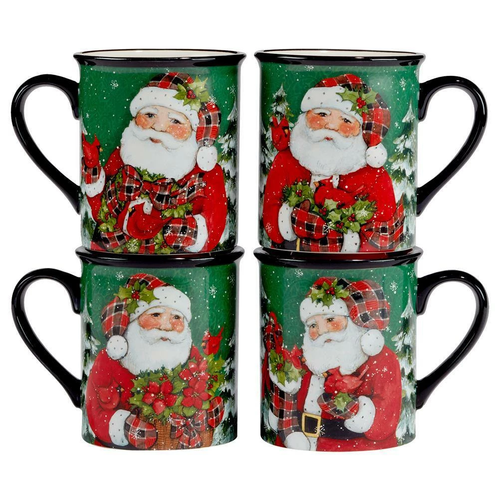 Christmas Lodge Santa 16 oz. Multi-Colored Earthenware Beverage Mugs (Set of 4) by Certified International 4 Christmas Lodge Santa 16 oz. Multi-Colored Earthenware Beverage Mugs (Set of 4) by Certified International - Image 2