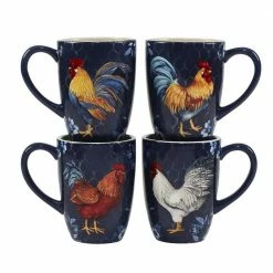 Indigo Rooster 22 oz. 5.5 in. Earthenware Mug (Set of 4) by Certified International