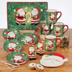 Holiday Magic Santa 16 oz. Multi-Colored Earthenware Beverage Mug (Set of 4) by Certified International -Certified International Sales certified international coffee cups mugs 37301set4 c3 1000