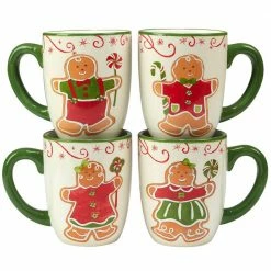 Holiday Magic Gingerbread 16 oz. Multi-Colored Earthenware Beverage Mug (Set of 4) by Certified International