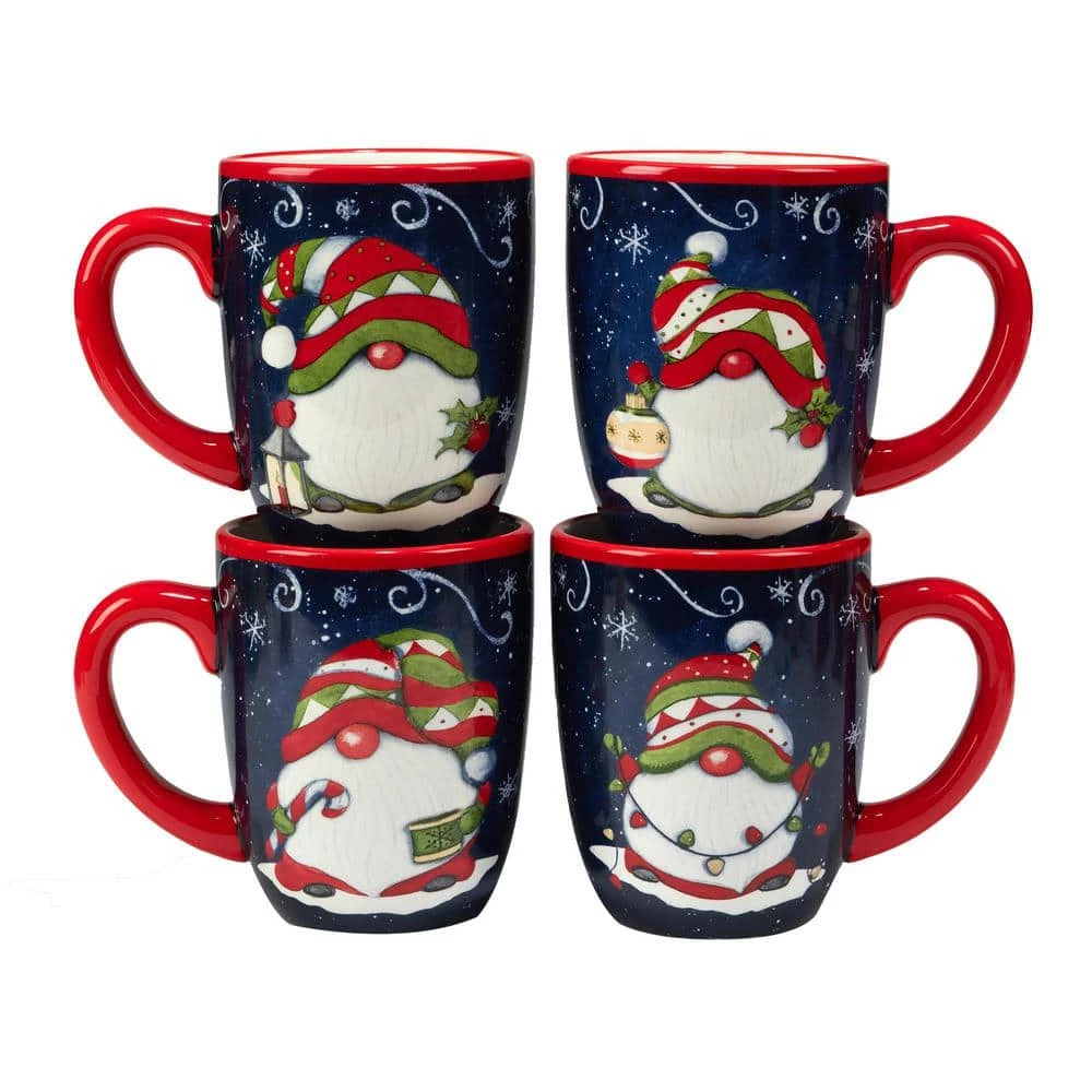 Holiday Magic Gnomes 16 oz. Multi-Colored Earthenware Beverage Mug (Set of 4) by Certified International 3 Holiday Magic Gnomes 16 oz. Multi-Colored Earthenware Beverage Mug (Set of 4) by Certified International