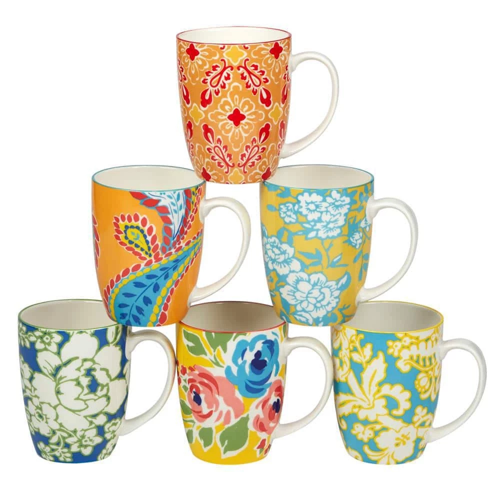 Damask Floral 14 oz. 4.75 in. Multicolored Porcelain Mug (Set of 6) by Certified International 3 Damask Floral 14 oz. 4.75 in. Multicolored Porcelain Mug (Set of 6) by Certified International