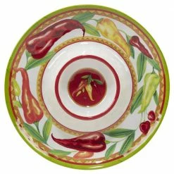 Red Hot 3-Piece Multicolored Melamine 19 in. Platter, 14.5 in. 3-Section Relish Tray, 14.5 Chip and Dip Hostess Set by Certified International -Certified International Sales certified international divided serving dishes 32785 c3 1000