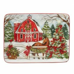 Christmas on the Farm by Susan Winget 16 in. Rectangular Platter by Certified International
