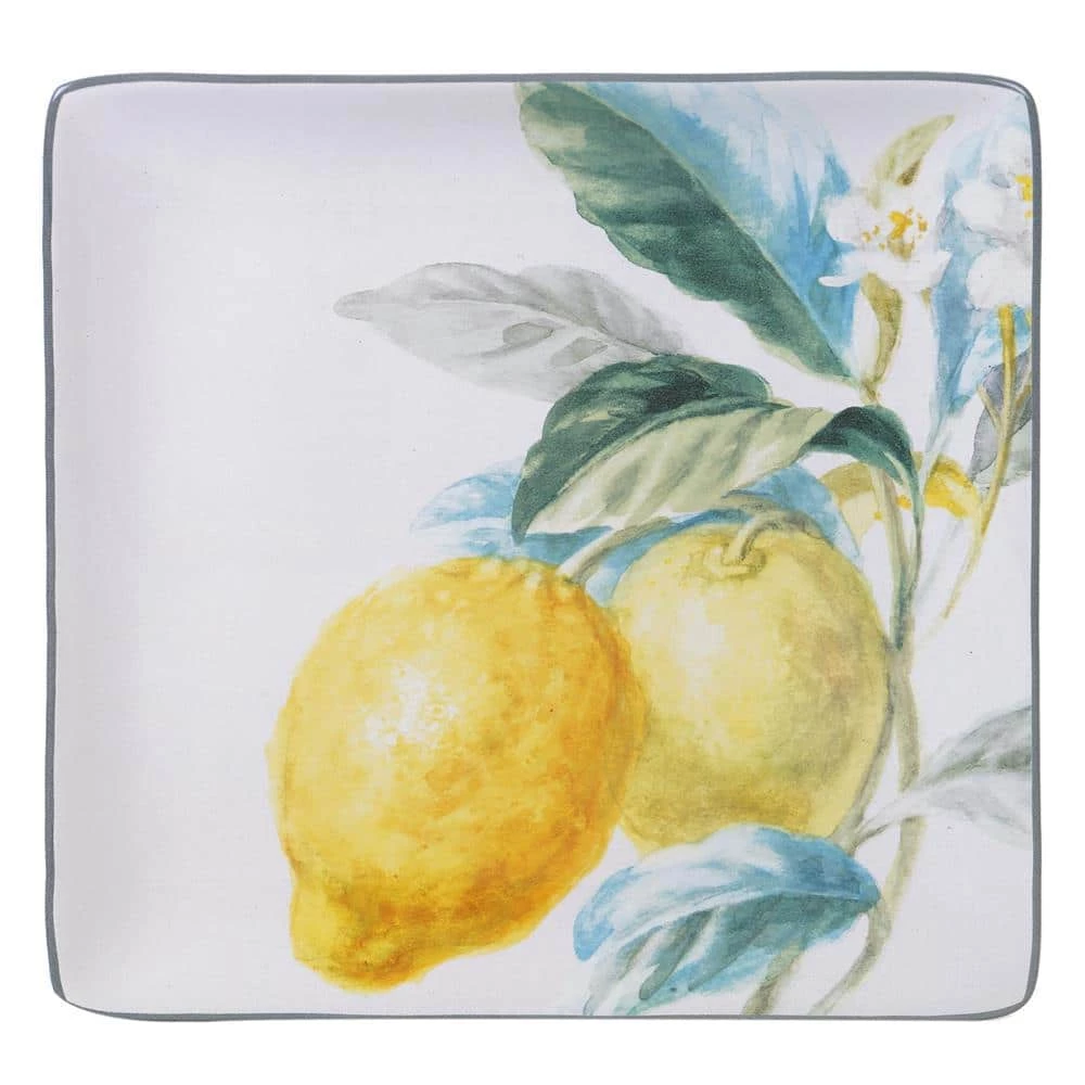 12.25 in. Multi-Colored Stoneware Citron Square Platter by Certified International 3 12.25 in. Multi-Colored Stoneware Citron Square Platter by Certified International