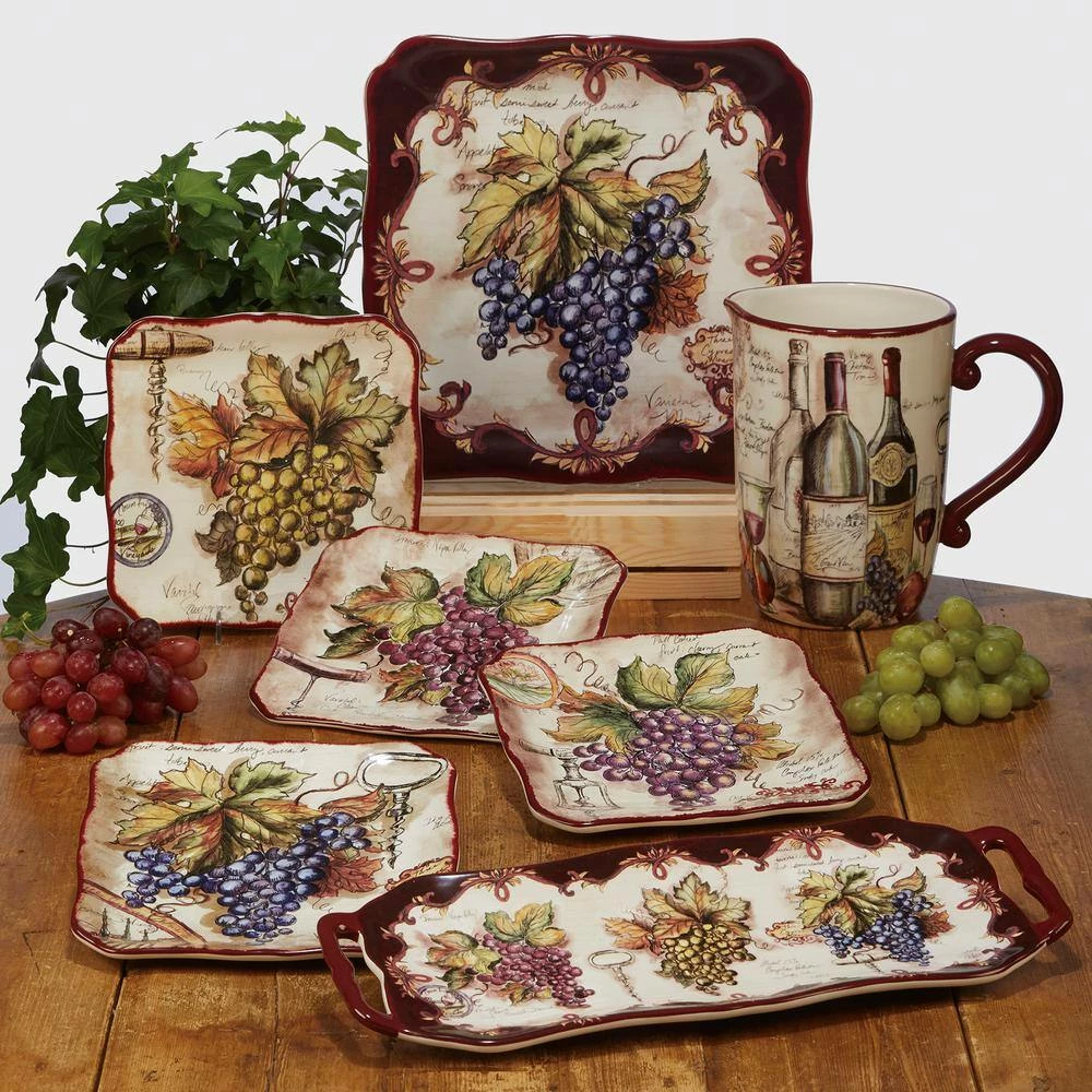 Vintners Journal Multi-Colored 16 in. x 6.25 in. Ceramic Rectangular Platter by Certified International 4 Vintners Journal Multi-Colored 16 in. x 6.25 in. Ceramic Rectangular Platter by Certified International - Image 2
