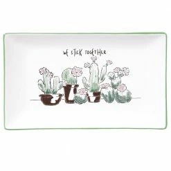 14 in. Multi-Colored Stoneware Desert Bloom Rectangular Platter by Certified International